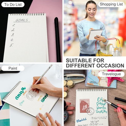 Graph Paper Spiral Notepad A5, Top Wirebound Notepad with 140 Pages for Writing, Sketching, and Drawing