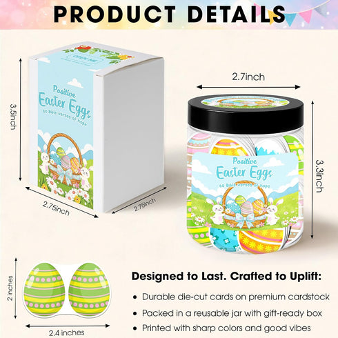 60 Christian Easter Basket Stuffer For Kids, Teens, Positive Easter Eggs Bible Verses of Hope Christian Easter Gifts