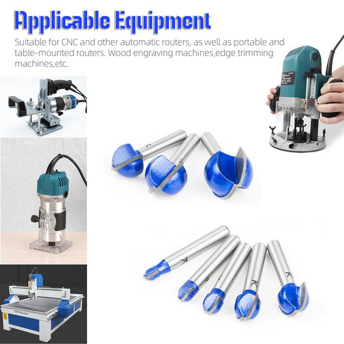 SMJXTOP 8Pcs Set 1/4 Inch Bit-1/4 5/16" 3/8" 1/2" 5/8" 3/4" 7/8" 1" Cove Box Round Nose Router Bit Shank, Carbide