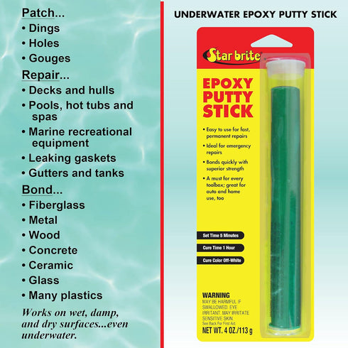 STAR BRITE 4 Oz Epoxy Putty Stick, Easy, Fast, Permanent Repairs, Even Underwater