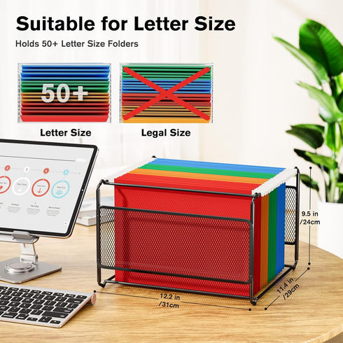 MaxGear Hanging File Organizer: Letter Size File Holder, Metal Mesh Black Desk Storage for Office, Home, School, 2 Pack