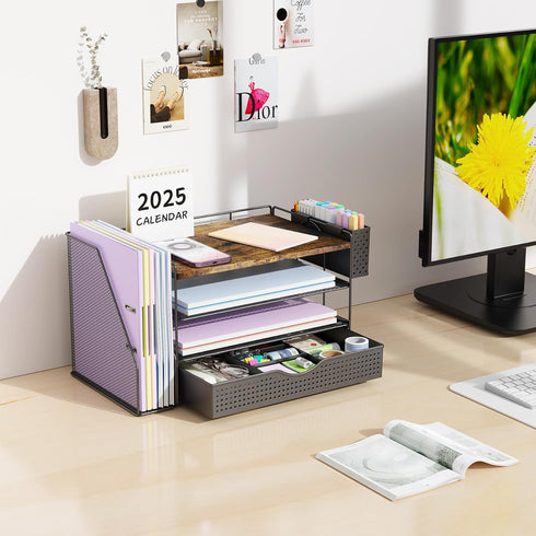 4-Tier gianotter Wood Desk Organizers and Accessories with File Holder, Desk Accessories & Workspace Organizers