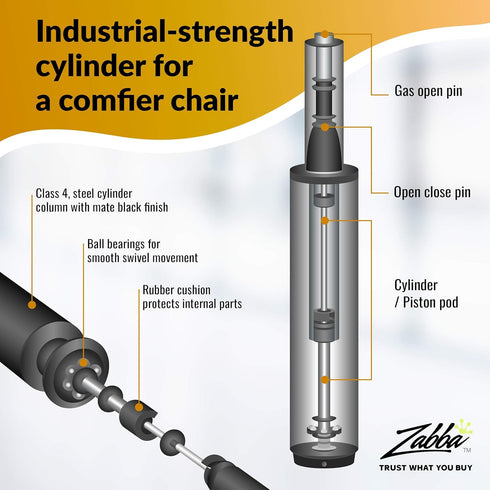Office Chair Cylinder Replacement with Removal Tool, Gloves, Gas Cylinder & Hydraulic Piston