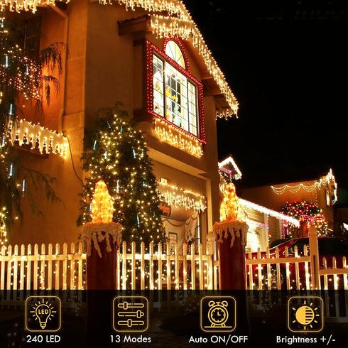 240LED 88Ft Connectable String Lights Indoor Outdoor Clear Wire | Warm White Christmas Lights | Twinkle Fairy Light