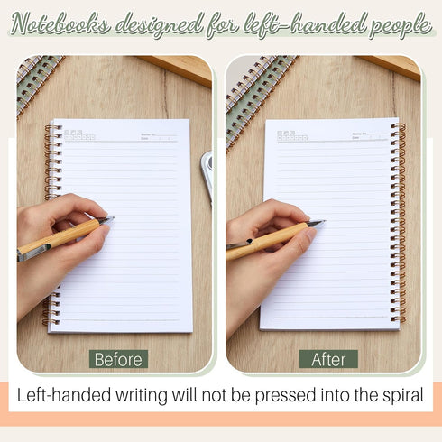 Lewtemi 3 Pieces Left Handed Notebook 8 x 5 Inch, Lefty Spiral Notebooks Wire Bound Paper, 50 Sheets/100 Pages for