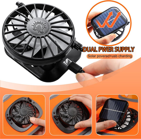 Croknit 1 Set Summer Sun Hard Hat Shade Full Brim Hard Hat Sun Visor with Solar Fan and Neck Sunshade Cover High