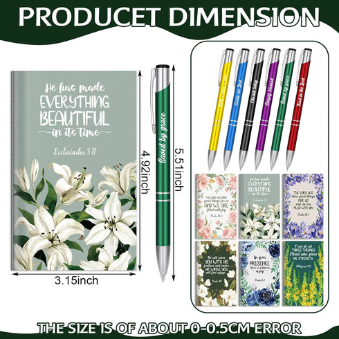 Geyee 24 Pcs Mini Motivational Pens Inspirational Notepads Bulk Appreciation Gifts Small Journals Funny Ballpoint Pen Set for Student School Prizes Men Women Office Travel Party Favors(Classic Bible) by Geyee