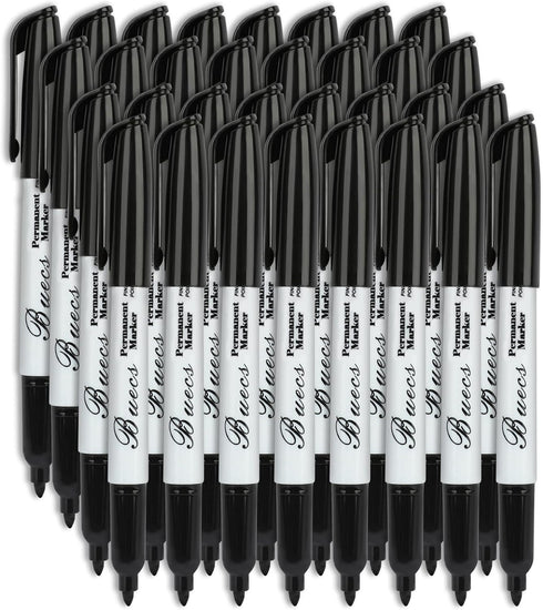 Permanent Markers, 80 Count Black Fine Point, Waterproof & Smear Proof Markers, Quick Drying Office Supplies for Home
