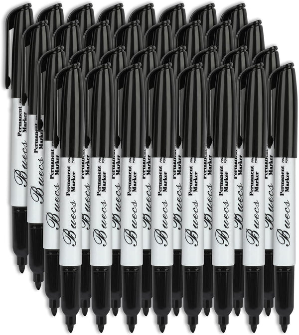 Permanent Markers, 80 Count Black Fine Point, Waterproof & Smear Proof Markers, Quick Drying Office Supplies for Home