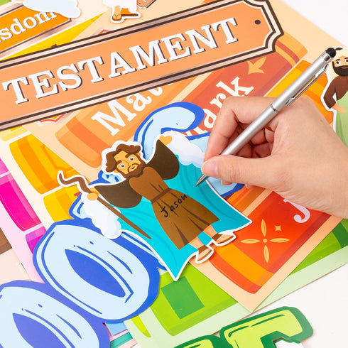 BeYumi 110Pcs Bible Learning Bookshelf Cutouts Back to School Books of The Bible Learning Bulletin Board Set for