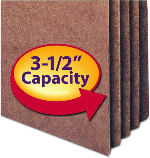 Smead File Pocket, Letter Size, 3-1/2" Expansion, Straight-Cut Tab, Redrope, 25 per Box (73224)