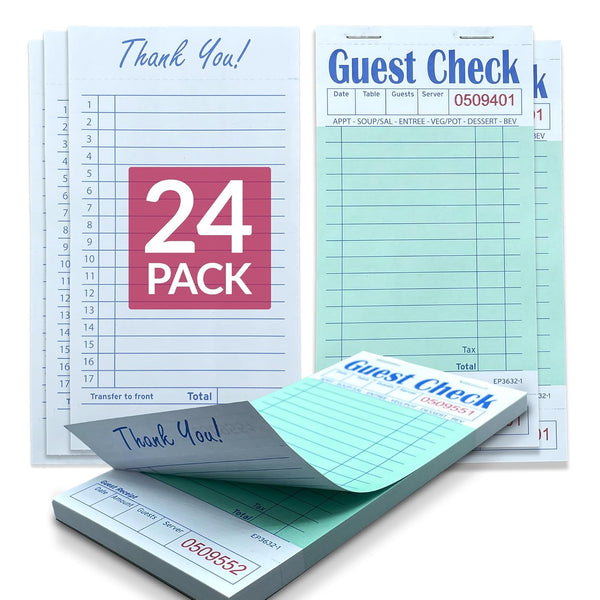 by Reli. Reli. Server Note Pads (24 Pack, 50 Sheets/Pad) Guest Check Books for