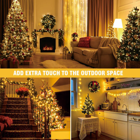 100FT 300 Warm White String Lights LED Extra Long Waterproof Fairy Lights on Clear Wire, Plug-in Indoor Outdoor