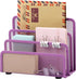 EASEPRES Desk Mail Organizer, Small Letter Sorter, Metal Mesh with 3 Vertical Compartments, Purple 1 Pack