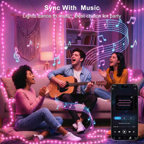 66FT 200 OMIKA Fairy Lights Plug in, LED Smart String Lights Plug in with Remote & APP Controlled, Warm White + RGB