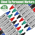 Cholemy 40 Pcs Jumbo Permanent Markers, Bulk Large Chisel Tip Quick Drying Permanent Markers for Office Teacher Supplies
