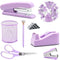 Purple Office Supplies Set - Desk Accessories including Stapler, Tape Holder, Pen Holder, Scissors, and 1000 Staples