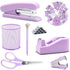 Purple Office Supplies Set - Desk Accessories including Stapler, Tape Holder, Pen Holder, Scissors, and 1000 Staples