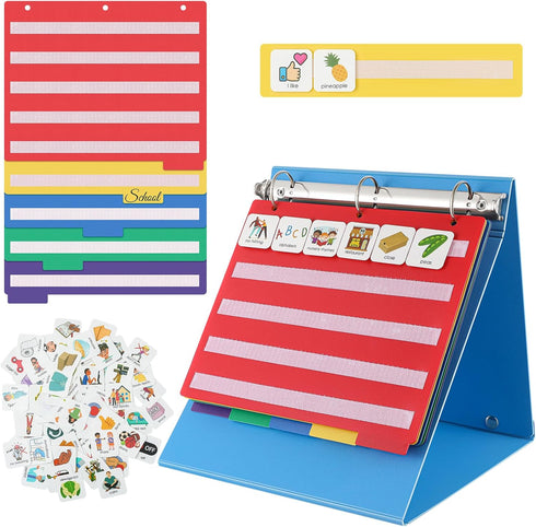Dunzoom Kids Visual Communication Nonverbal Schedule Board Book for Autism, 300 ASD Laminate