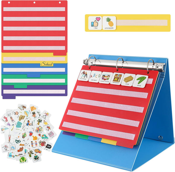 Dunzoom Kids Visual Communication Nonverbal Schedule Board Book for Autism, 300 ASD Laminate