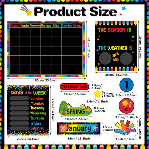 Calendar Bulletin Board Set, Calendar Seasons Weather Chart Bulletin Board and Classroom Display with Stickers for School Classroom Bedroom Wall Decoration (Colorful Style) by Tenare