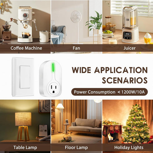 K KASONIC Wireless Remote Control Outlet, Indoor Remote Light Switch for Plug in Lamp, 100 Feet Away