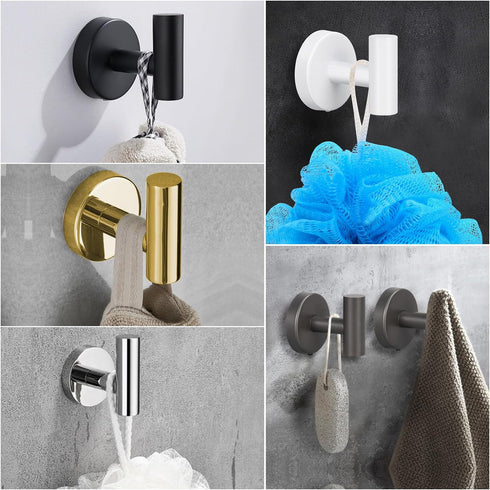 4 Pack Towel Hooks, Wall Mounted Bathroom Coat Hook, SUS304 Stainless Steel Hooks for Bedroom Kitchen Office