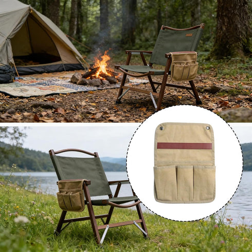 predolo Pouch Beach Pouch Organizer Folding Chair Armrest Storage Canvas Multi Pockets Hanging Pocket Suitable