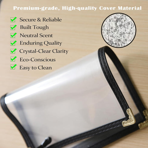 25 Pack 5.5 8.5 inch 2-View Menu Covers x - Black Vinyl Menu Holders | Waterproof Clear Sleeves Top-Loading