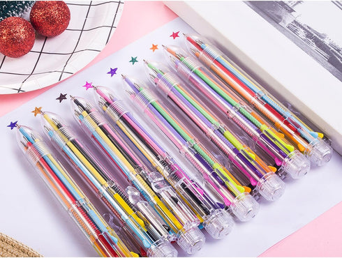 Hicarer 16 Pack Multicolor Pens 8-in-1 Retractable Ballpoint Pens 8 Colors Transparent Barrel Ballpoint Pen for Office School Supplies Students Children Gift by Hicarer