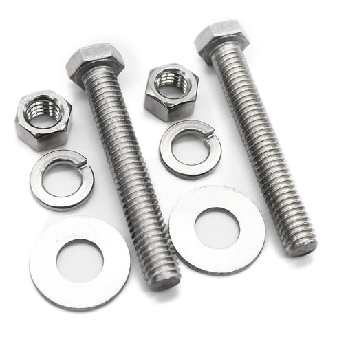(10 Sets) 1/4-20x2 Stainless Steel Hex Head Screws, Bolts, Nuts, Flat & Lock Washers, 18-8 (304) S/S, Fully Threaded by