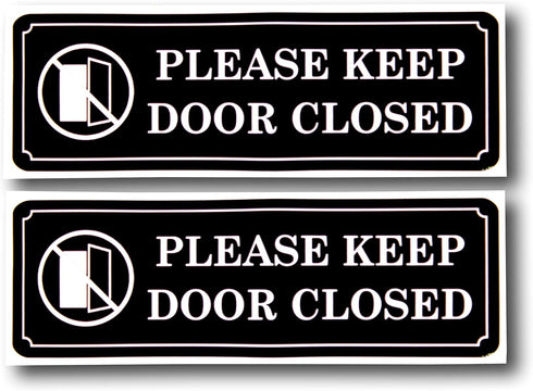 eSplanade Please Keep Door Closed Private Sign Sticker Decal (9" x 3") in Black