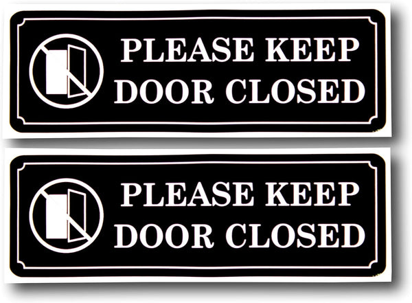 eSplanade Please Keep Door Closed Private Sign Sticker Decal (9" x 3") in Black