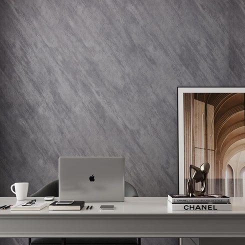 16" 118" Thick Dark Grey Concrete Contact Paper - 3D Removable Peel and Stick Wallpaper for Kitchen Island Walls