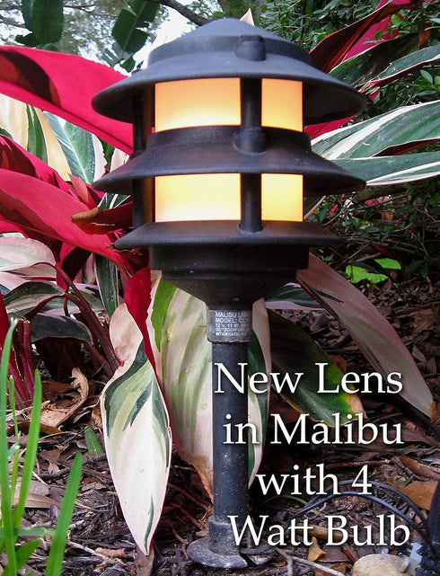 Frosted Plastic Lens Globe for 3 Tier Metal Low Voltage Path Lights compatible with Malibu Landscape Lighting, Hampton Bay, Paradise Cast Aluminum Pagoda and more. 3 Pack by Generic