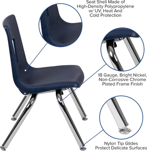 EMMA 12-inch + OLIVER Navy Student Stack School Chair