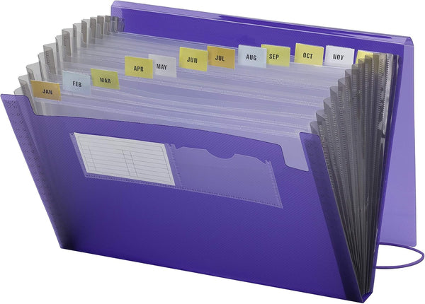 Smead Poly Expanding File, 12 Pockets, Flap and Cord Closure, Letter Size, Purple