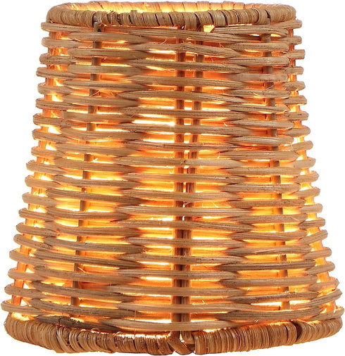 Aspen Creative 51007 3" 4" 4" Empire Clip-On Chandelier Lamp Shade, Natural Rattan, Top x Bottom x Slant Height