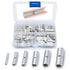 Wirefy 100 PCS Non Insulated Butt Connectors Kit, Uninsulated Crimp Wire Connectors for 24-8 AWG