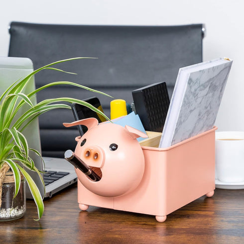 Made Easy Kit Desk Organizer, Module Compartments, Pink Pig