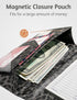 5"9" Server Book for Waitress Book with Zipper Pocket and Magnetic Closure, Grey Leopard Cute Server Wallet with Money
