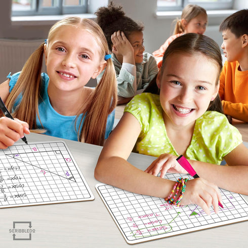 SCRIBBLEDO 11”x14” Large Graph Dry Erase Board with Double-Sided .75” Cells for Home School Classroom Use