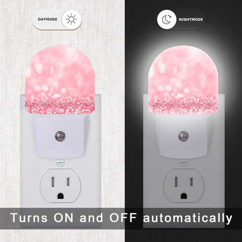 AOWULA Pink Glitter Night Light,Night Lights Plug into Wall Decor for Stairway/Hallway/Kitchen,Dusk to Dawn Sensor