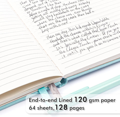 feela 5 Pack Notebooks Journals, A5, 5.1”x8.3”, Sky Blue, Classic Ruled Lined Journals with Pen Holder for Women Girls,