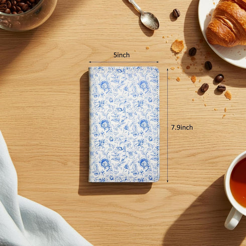 7.9" 4.7" Glenmal Floral Server Book for Waitress, x Blue Flower Waitress Book with Zipper & Money Pockets, Cute