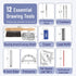 Mr. Pen Professional Geometry Set, 17 Pcs Architect Drafting Tools, Compass, Protractor, Scale Ruler, Stencils