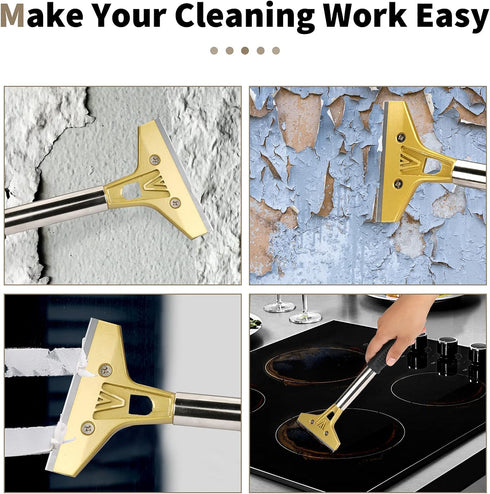 Razor Blade Scraper Tool, 4 inch with 10PCS Extra Metal Blades, Large Cleaning Scraper for Paint, Gum, Glue