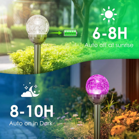 3 Pack 2 SOLPEX Solar Garden Lights Outdoor, Multi-Color Changing&White Modes Solar Powered Glass Ball Garden Lights