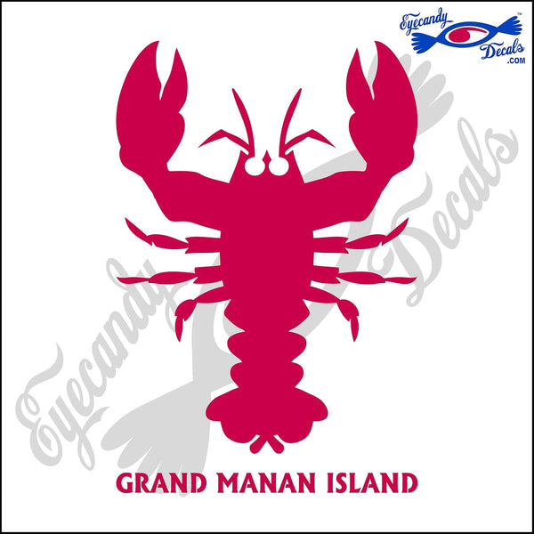 Canada Lobster with Grand MANAN Island 6 INCH Decal Sticker RED