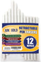June Gold 12 Pack of Retractable Pen Eraser Stick Refills - Latex-Free, White Vinyl, Precision Erasing